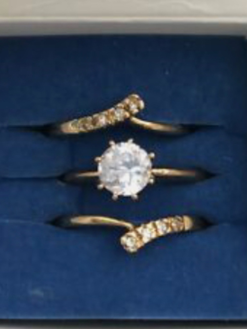 New Vintage Avon Solitaire Ring Jacket Set 9 CZ Gold Plated Bridal Wedding Y2K